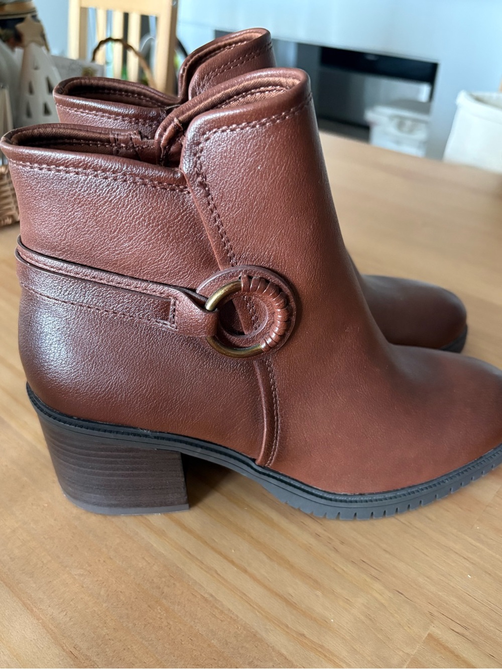 BareTraps Size 8.5 Ankle Boots with Low Block Heel